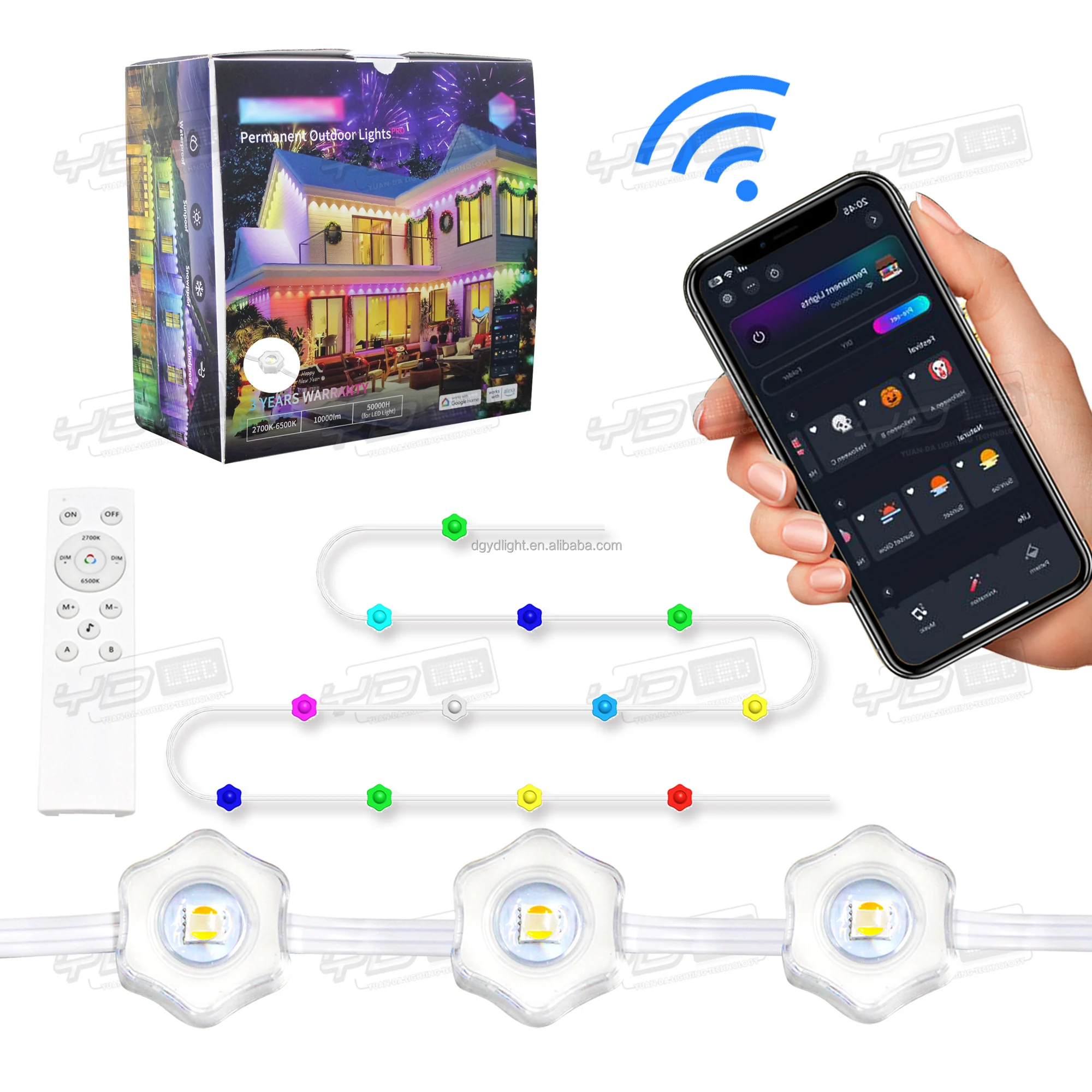 Smart Outdoor Waterproof Point Lights 5 in 1 RGBIC led permanent outdoor lights for the home with wifi control