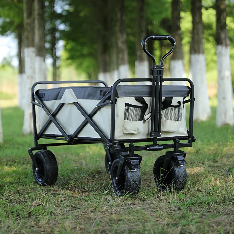 Heavy Duty Collapsible Folding All Terrain Utility Wagon Beach Cart With Egg Roll Table And Tailgate