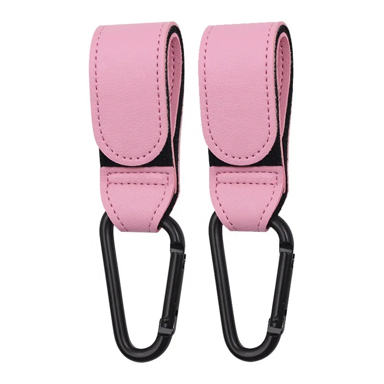 Sewn Fabric Pu Leather Baby Stroller Hooks For Hanging Bags And Shopping Custom Size Baby Stroller Hook