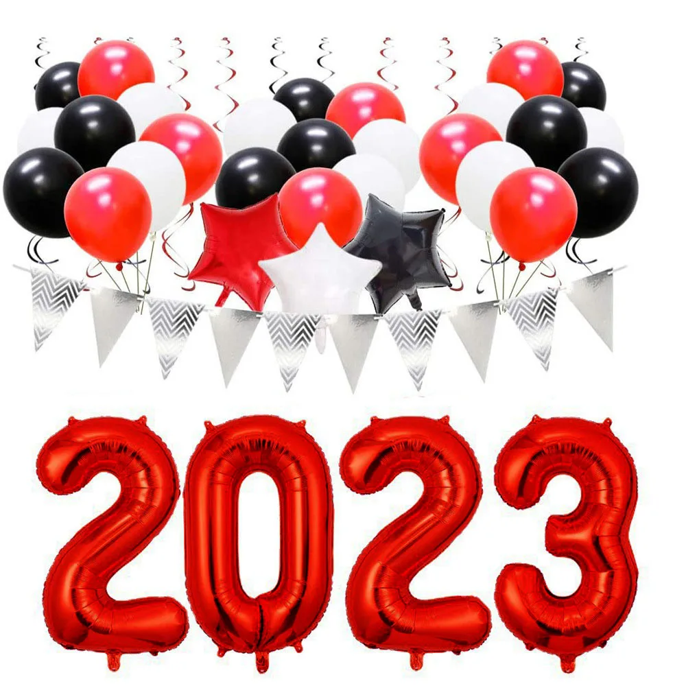 2024 New Year set graduation aluminum film balloon package spiral pendant window shop layout balloons