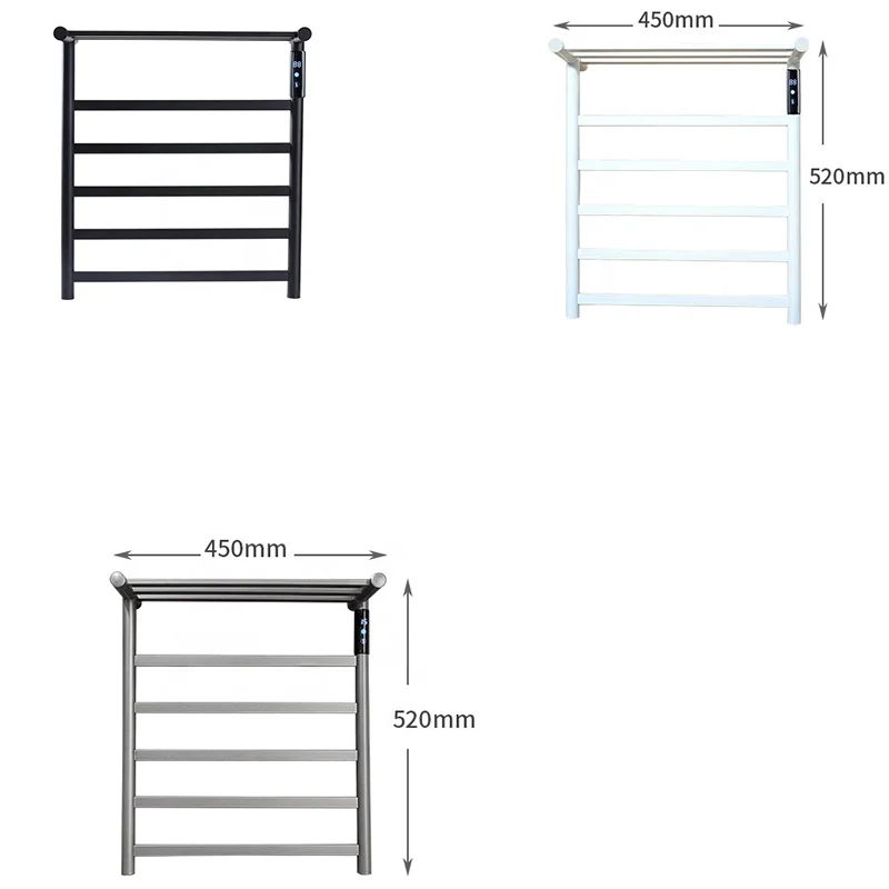 High Quality Temperature Control Regulation Household Use Dryer 304 Stainless Steel Black Bathroom Electric Towel Rack