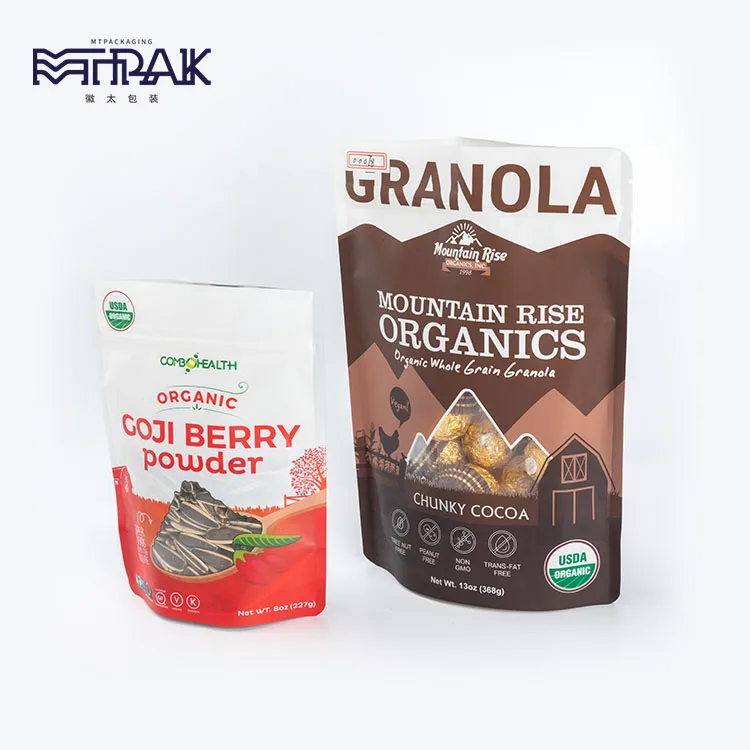  custom printed laminated plastic snack chocolate bag aluminum foil ziplock packing stand up