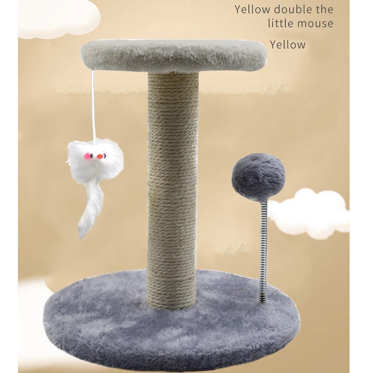 Classic Fashion Cat Tree Scratcher Toy Simple Wooden Design Corduroy Climbing Frame Cartoon Sustainable Pet Scratching