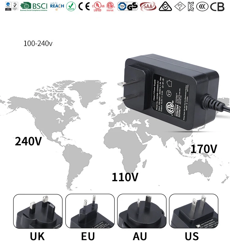 AC DC Adaptors 3 5 6 9 10 12 15 18 20 24V 1A 2A 3A Power extension electrical supplies Supply Adapter eu plug connector cord OEM