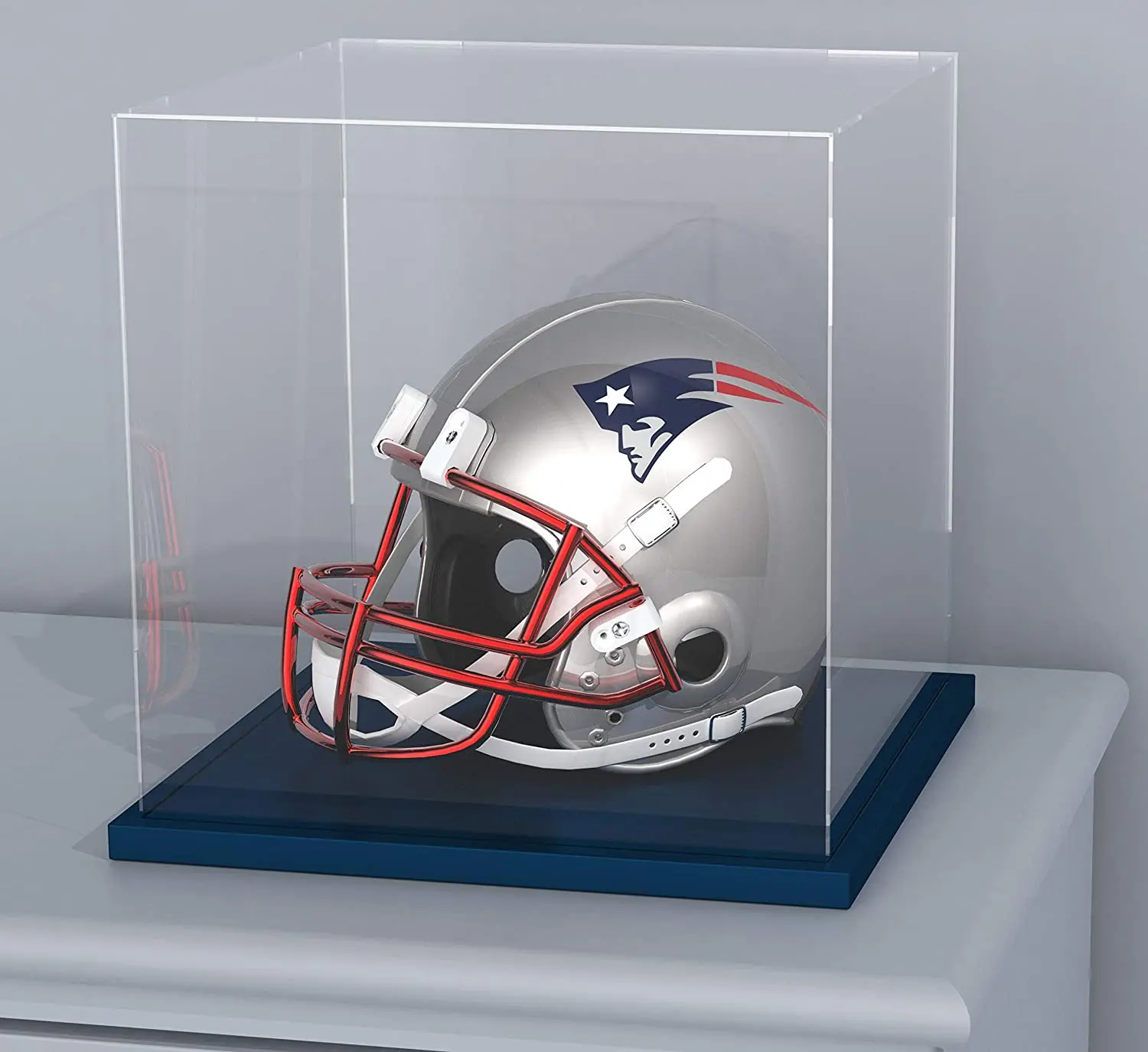 OEM Manufacture Acrylic Display Case with Lid 12 Inch Acrylic Box with Navy Blue Velvet Display Stand for Collectibles