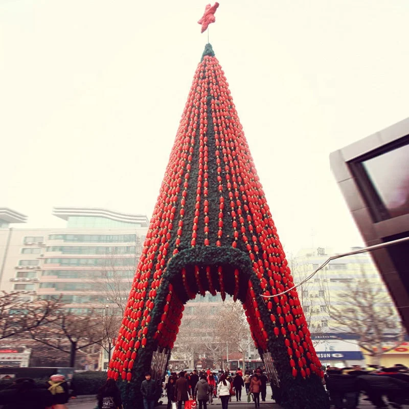 20ft/30ft/40ft Commercial Decoration Artificial Giant Christmas Tree PVC and LED Material with Metal Stand for Outdoor Use