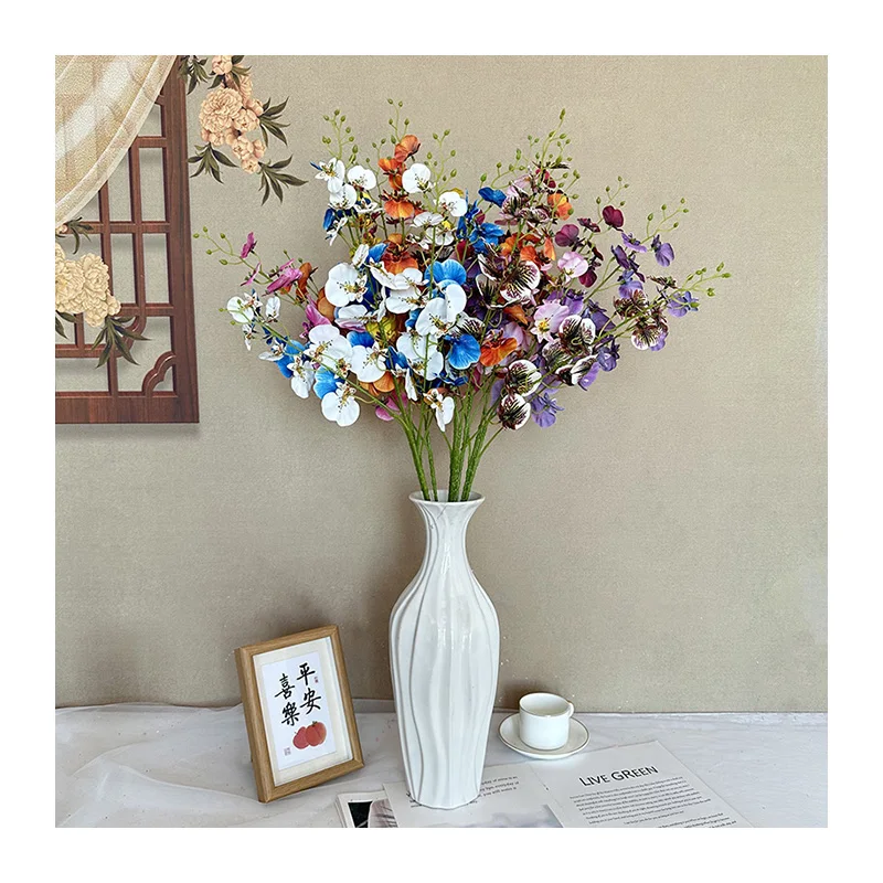 Merle Dancing Orchid Silk Flowers for Wedding and Living Room Decor Includes Stem Interior Wedding Decoration Supplies