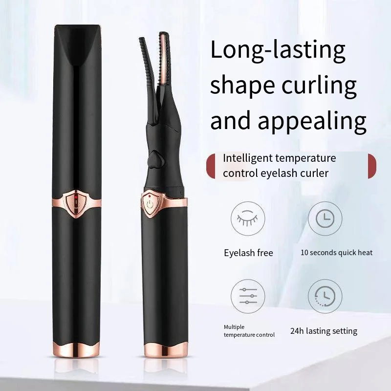 Long Lasting USB Rechargeable Electric Heating 2 in 1 Clip-Type Eyelash Curler Heated Eyelash Curler with Built-in Comb
