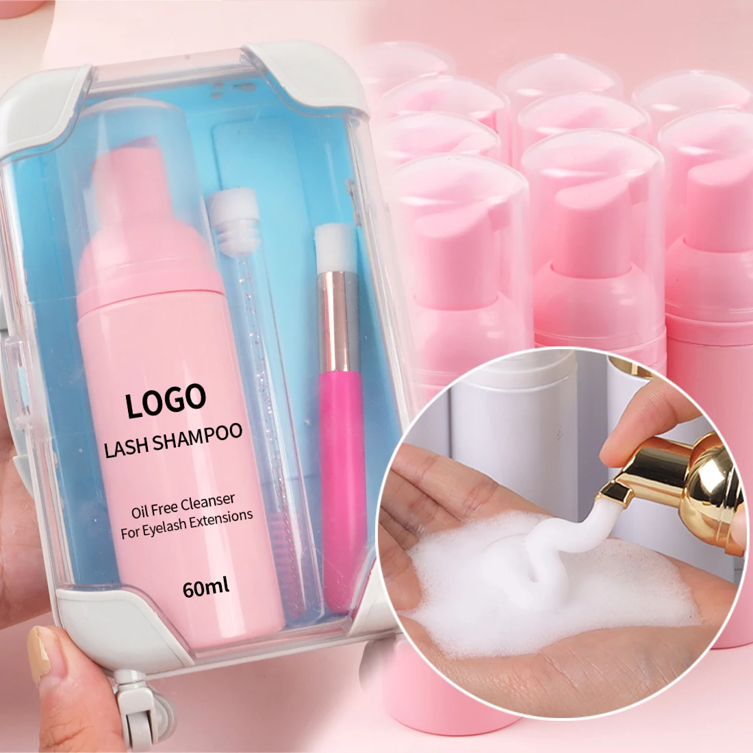 Eyelash Foam Cleanser Lash Shampoo Bottle Kit Foam Cleaner Set Bulk Private Label Lash Shampoo