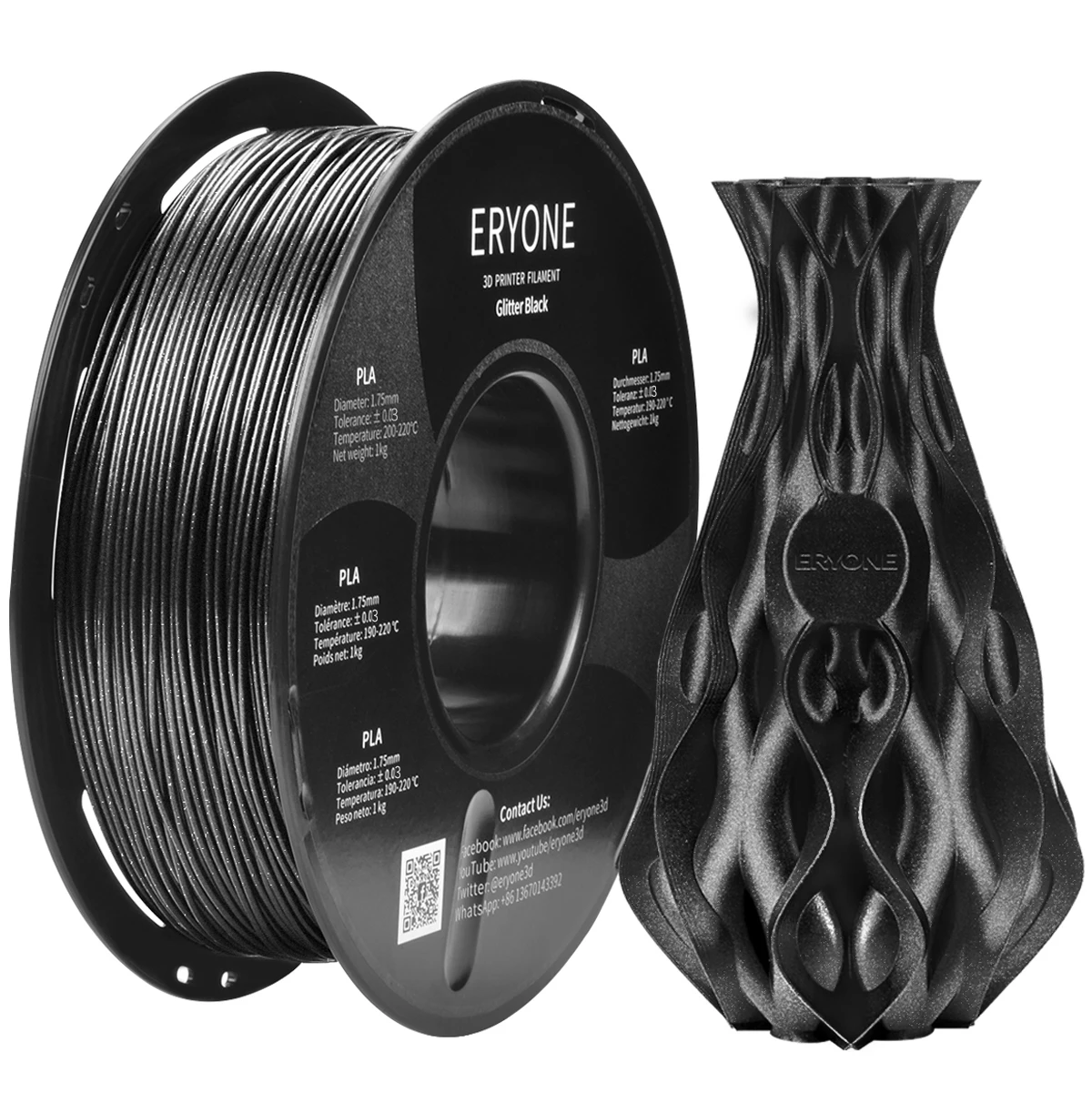 ERYONE  Good Quality PLA Filament 3D Printer 1kg 2.2LBS Spool Galaxy Glitter Sparkly PLA Filament