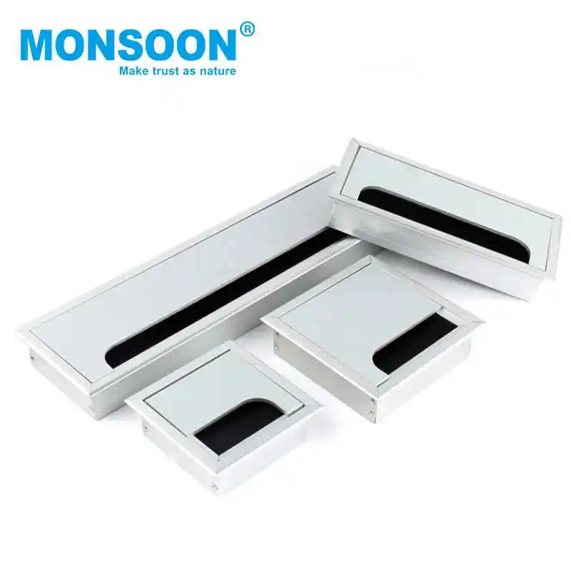 Office computer desk cable cover desk cable outlet box aluminum square hole cover brush plastic cable grommet