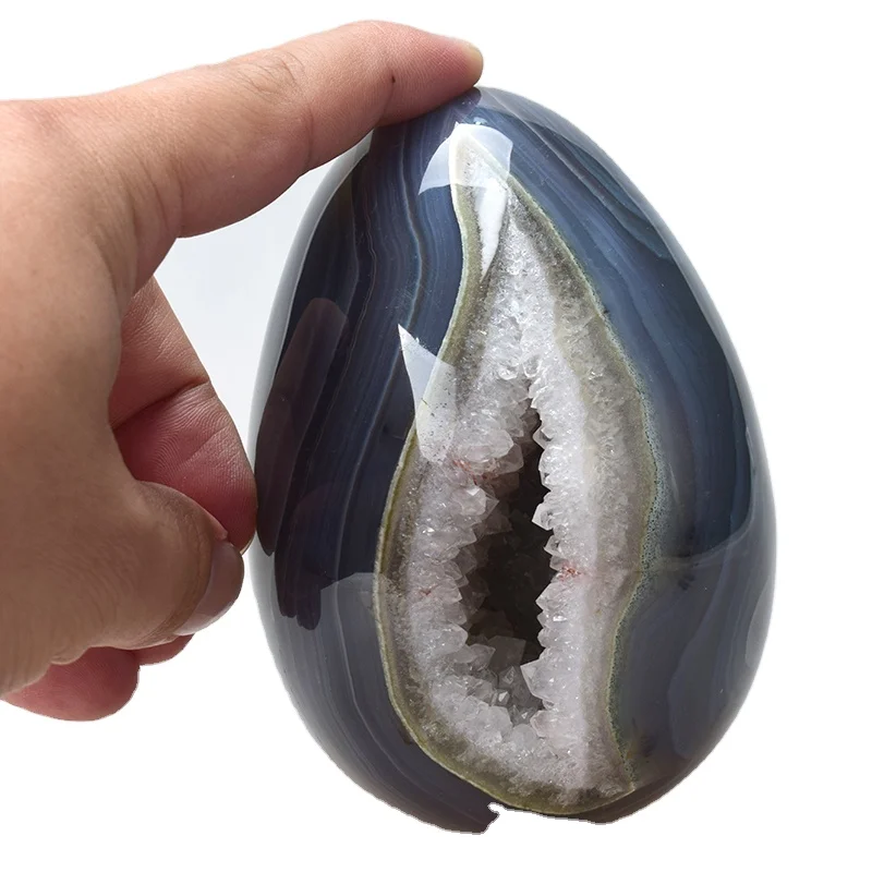 Wholesales Natural Agate Geode Egg Hand Carved Dragon Geode Egg for Crystal Crafts Gift