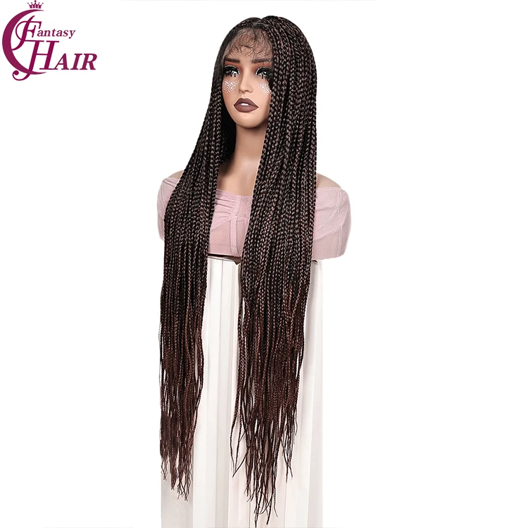FH 40 inches Full Lace Box Braid Wig for Black Women P15330 Transparent Full Lace Glueless Knotless Braided Wigs