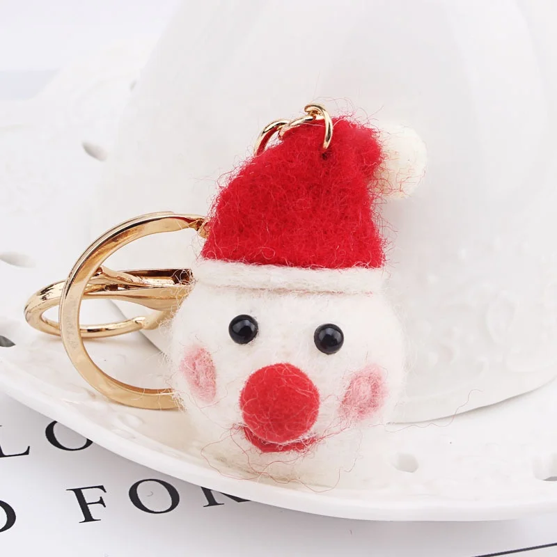 2021 Handmade fabric christmas keychain plush little deer reindeer moose keychain accessories
