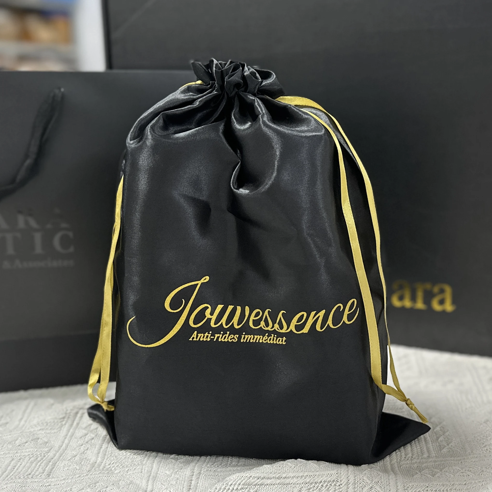 Wholesale Custom Printed Logo Small Silk Satin Jewelry Pouch Drawstring Satin Bag Hair Extension Bags