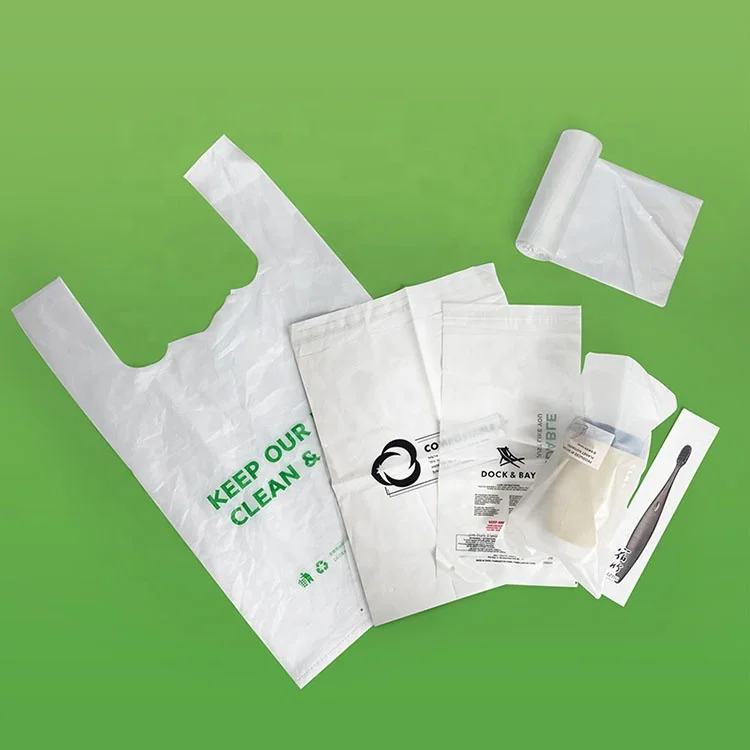 Factory custom your size logo brand wholesale 100% biodegradable compostable plastic free pla cornstarch garbage bags
