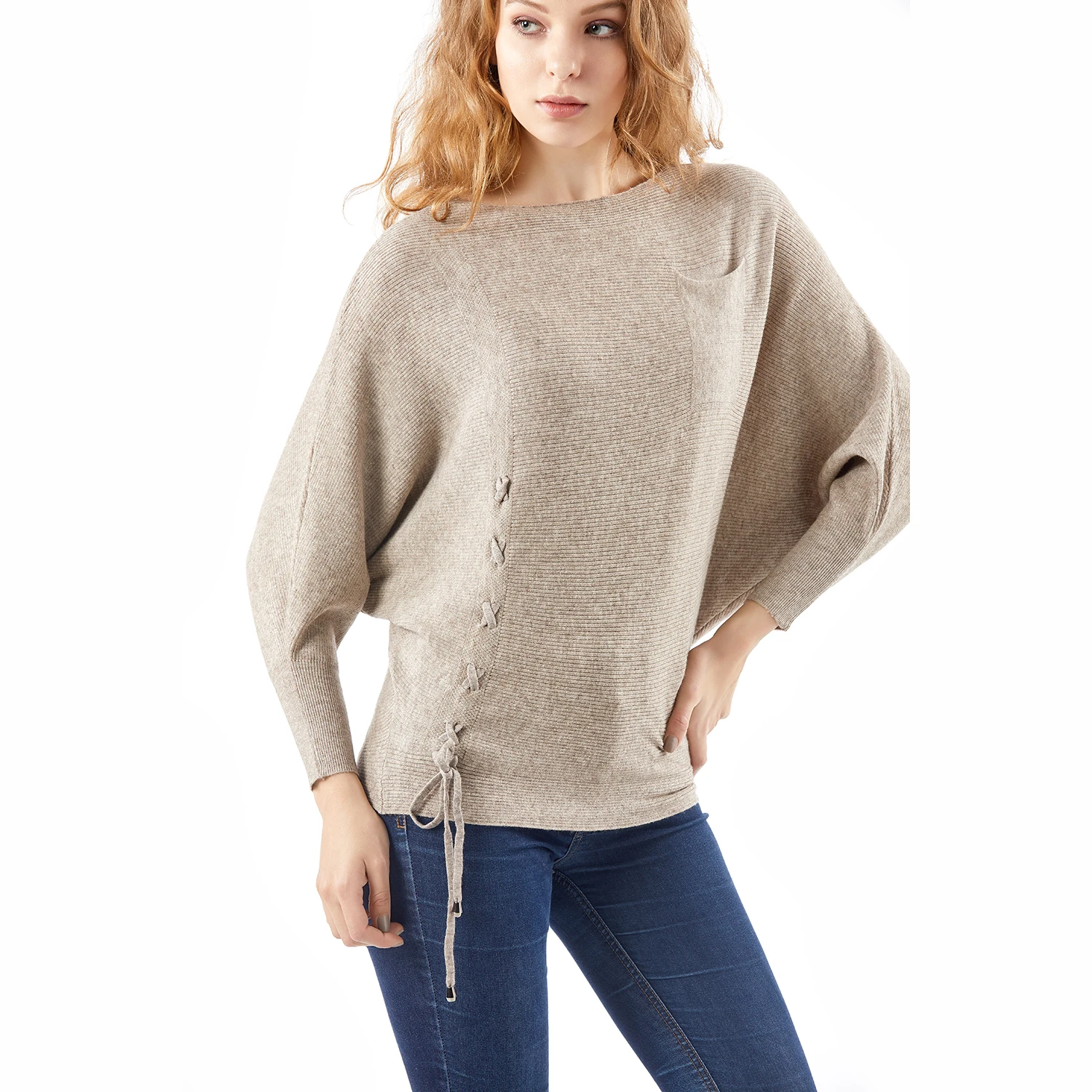 Ladies Long Sleeve Sweater Knitwear Pure White O-Neck Pullover Sweater Casual Soft Custom Sweater