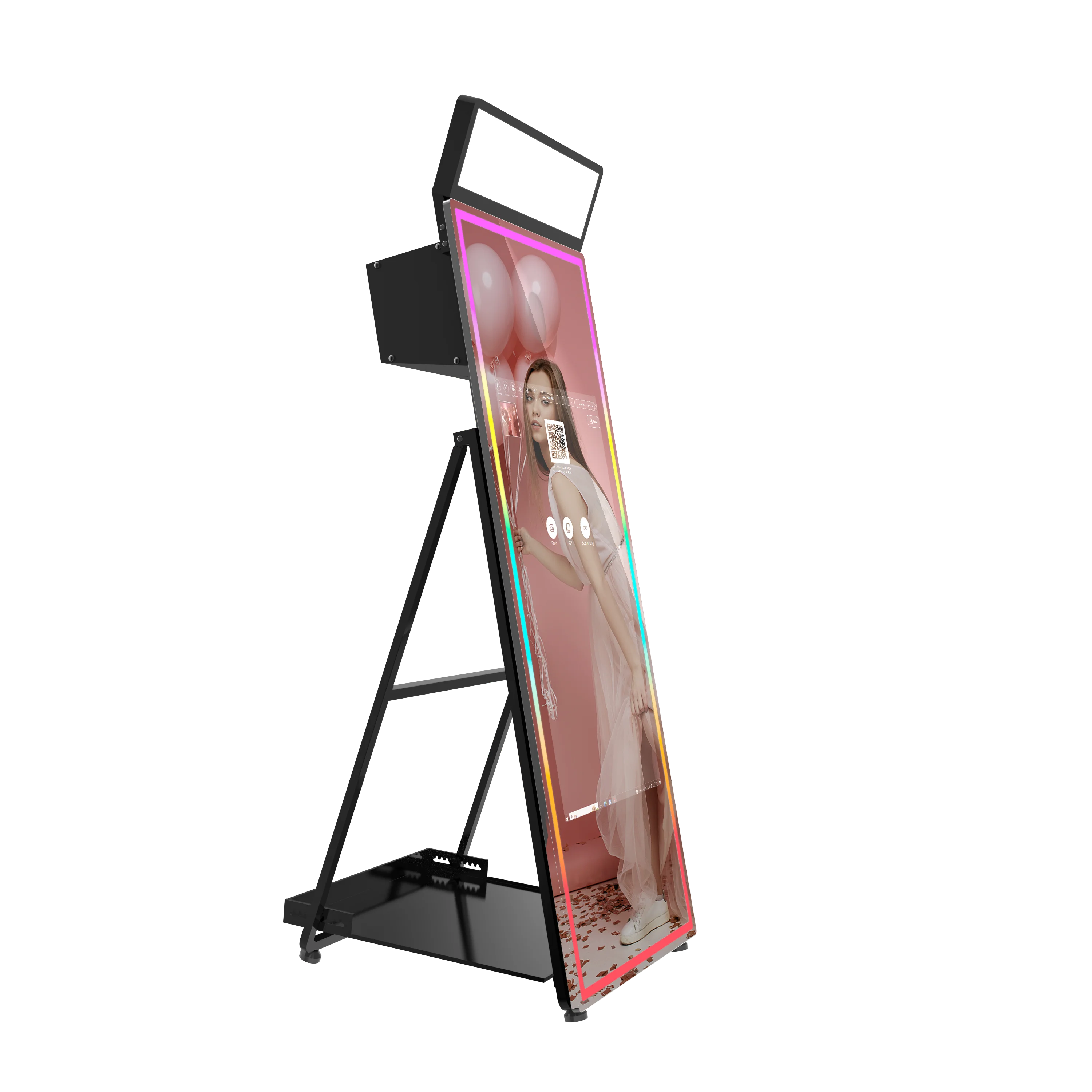 Wedding Beauty Pic Foldable 72 Inch Large HD Mirror Photobooth with 43 Inch Touch Screen and RGB Lights