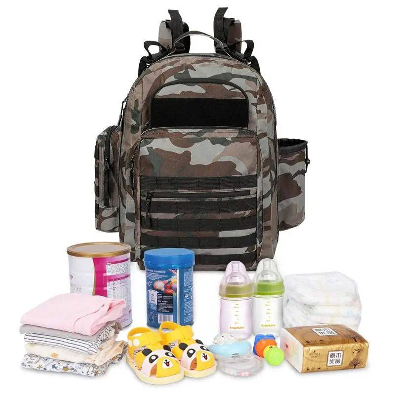 Wholesale Waterproof Large Mommy Baby Diaper Bag Daddy Tactical Backpack With Changing Station