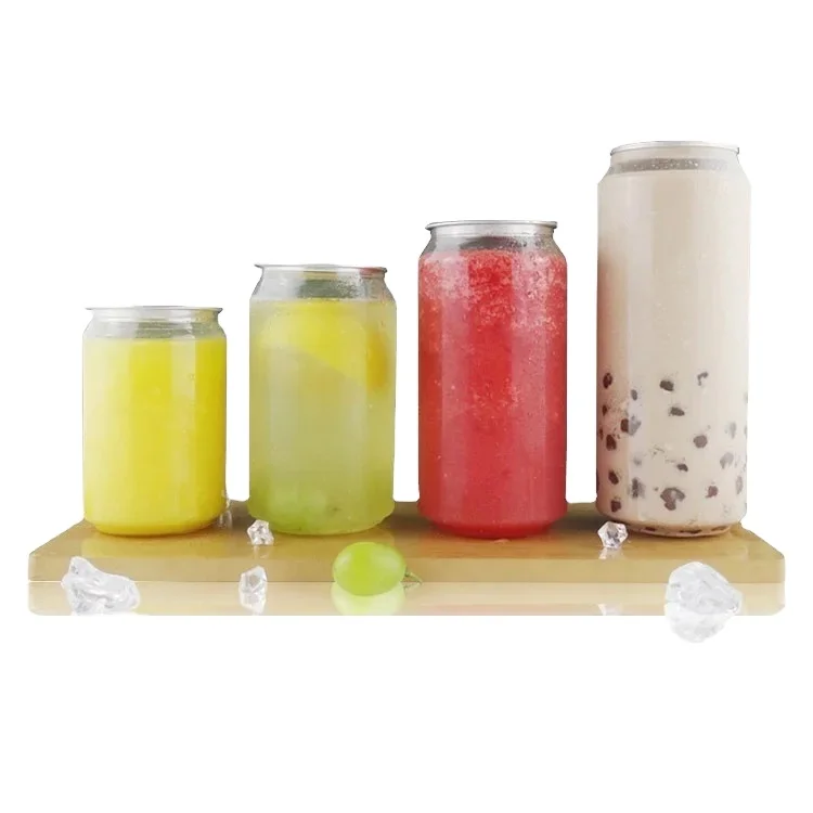 Packaging Plastic Pop Can 500 Ml Transparent Pet Beverage Can With Aluminum Ring Pull Cap