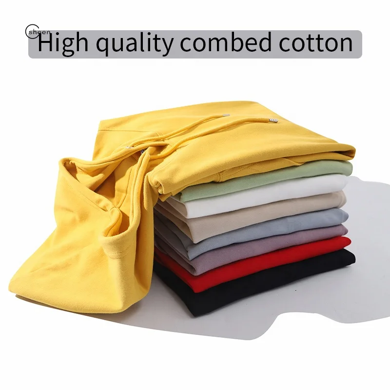 Custom logo 500gsm high quality oversized drop shoulder blank fleece hoodies for men plain white pullover sweatshirts