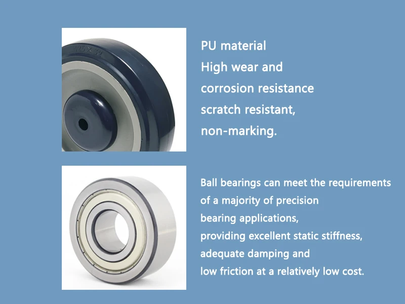 75mm 100mm 125mm shopping cart PU tyre wheel significant noise reduction for supermarket equipment castor