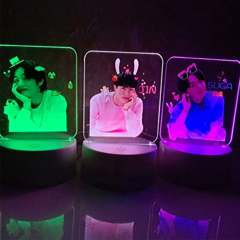  Оптовая продажа товары Kpop Idol яркие светящиеся Акриловые Настольные лампы Tinytan Bangtan