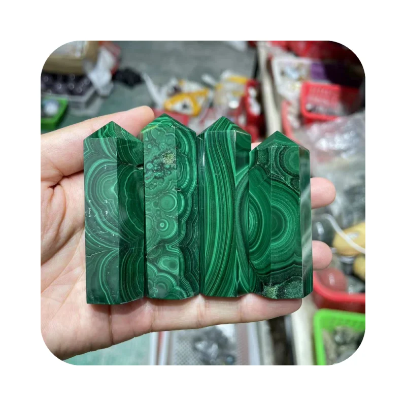 Wholesale Natural engraveable products Crystal Tower Point High Quality Malachite rock Stone green wand stone for fengshui