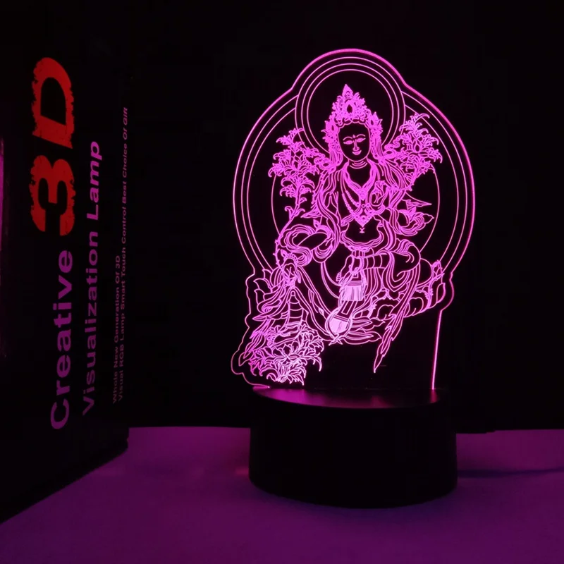 3D Illusion Jesus Night Light Lamp 7 Colors Gradual Changing Touch USB Buddha Table Desk Lamp Creative Gift or Home Decorations