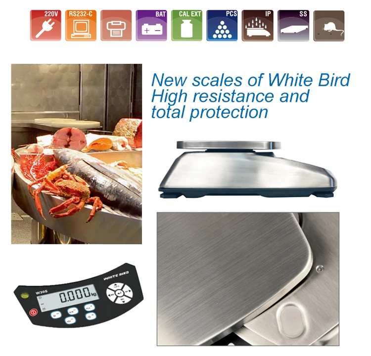 Classic weighing scale For Custom Brand Service Lcd Display Vietnam 30KG With Stainless Steel Kitchen Scale