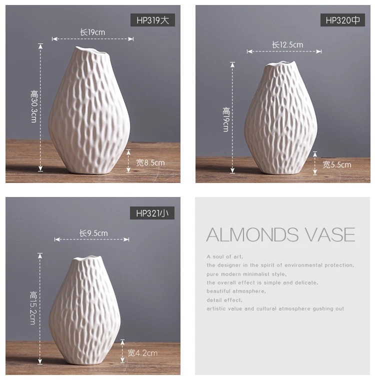 Wholesale OEM Home Decor Interior Living Room Simple Ceramic Vases For Plants