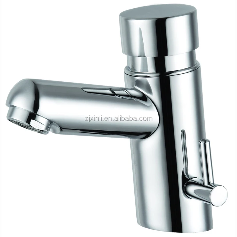 Хромированный латунный материал X10101 для горячей и холодной воды, самозакрывающийся смеситель для раковины с таймером задержки