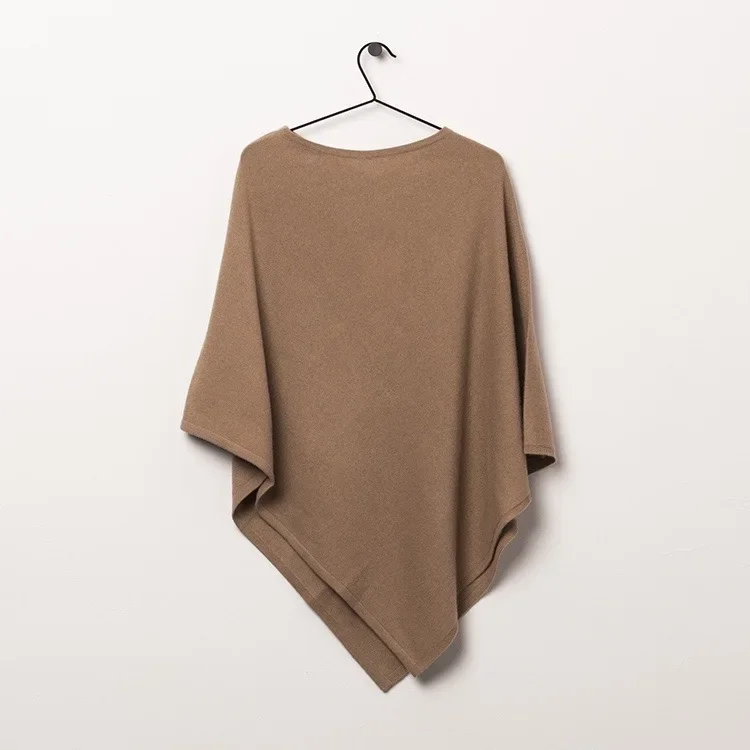 90% Wool 10% Cashmere Knitted Shawl/Scarf Luxury Solid Poncho Women Soft Comfortable Customized Logo