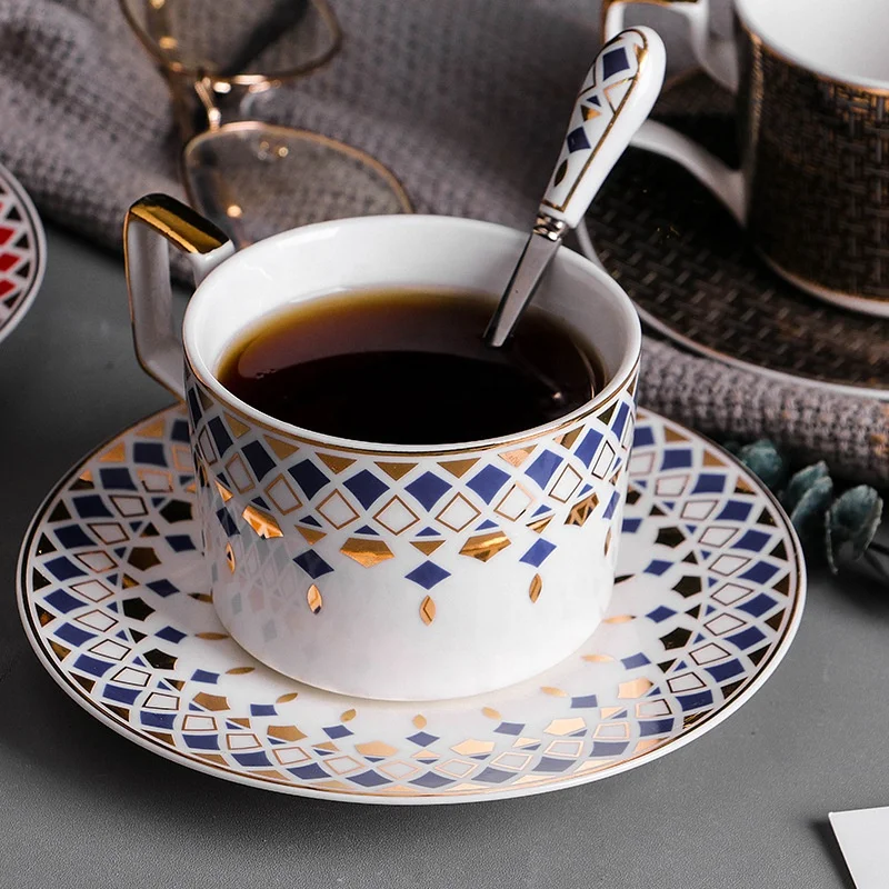 Ceramic Coffee Cup and Saucer, Exquisite Nordic Coffee Cup With Saucer & Spoon Set, Tea Cup and Saucer Set Good For Tea Party
