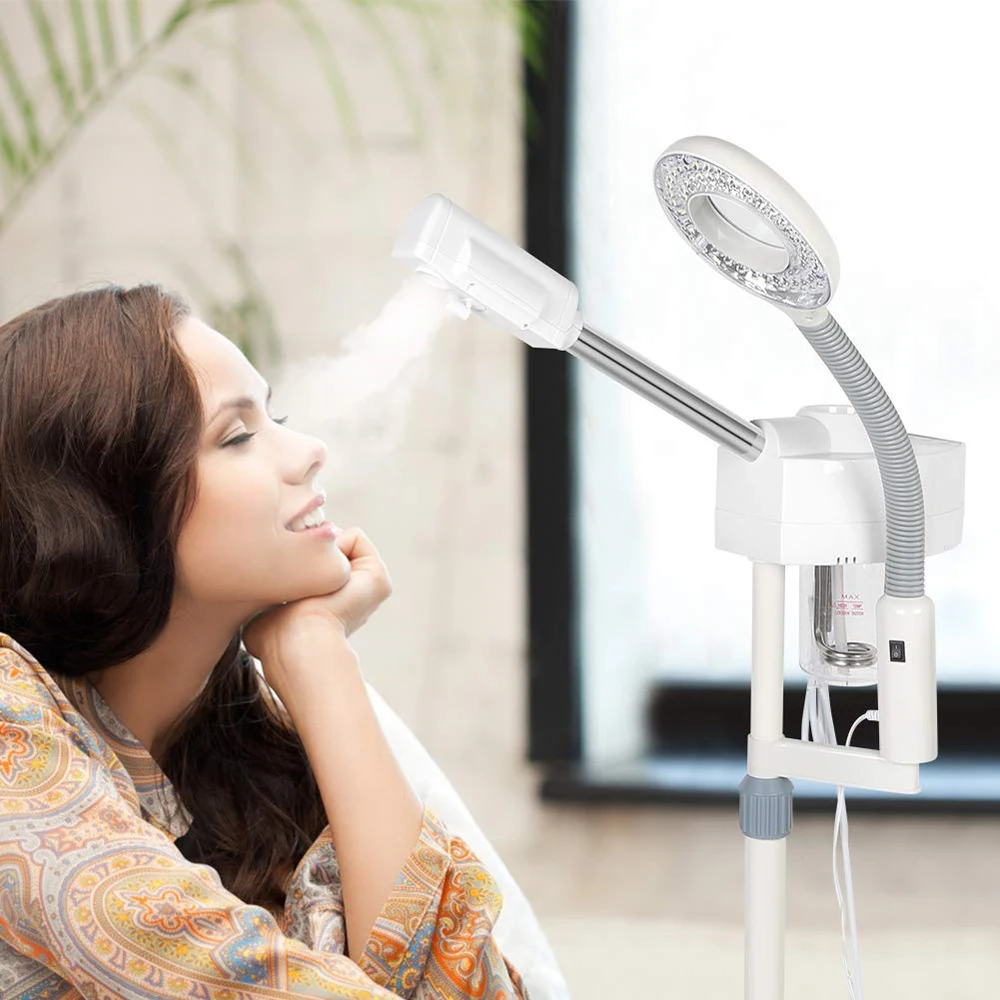 Salon Spa Beauty Skin Care Tool Equipement Multifunctional Professional Humidifier 2 in 1 Facial Steamer with 5X Magnifying Lamp