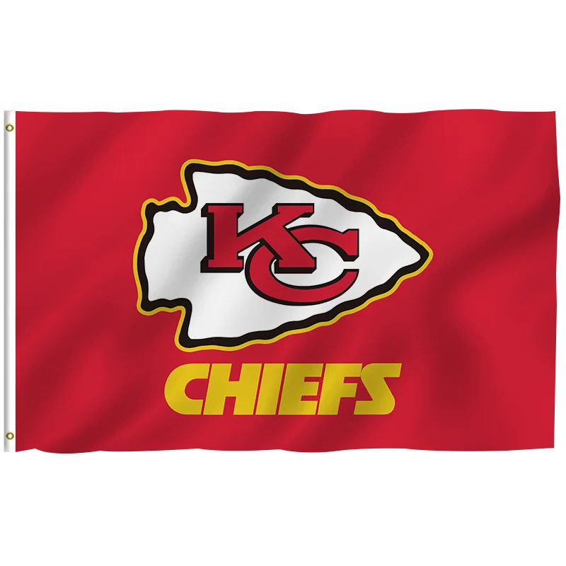 In Stock All  Football Team Flag 3x5ft High Quality Custom Design  100% Polyester Sports Nfl Kansas City Chiefs banners
