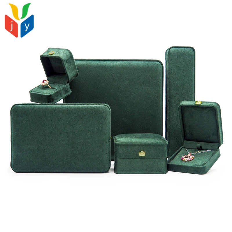 customised fashion luxury pink velvet bracelet ring box square green velvet jewelry box with logo