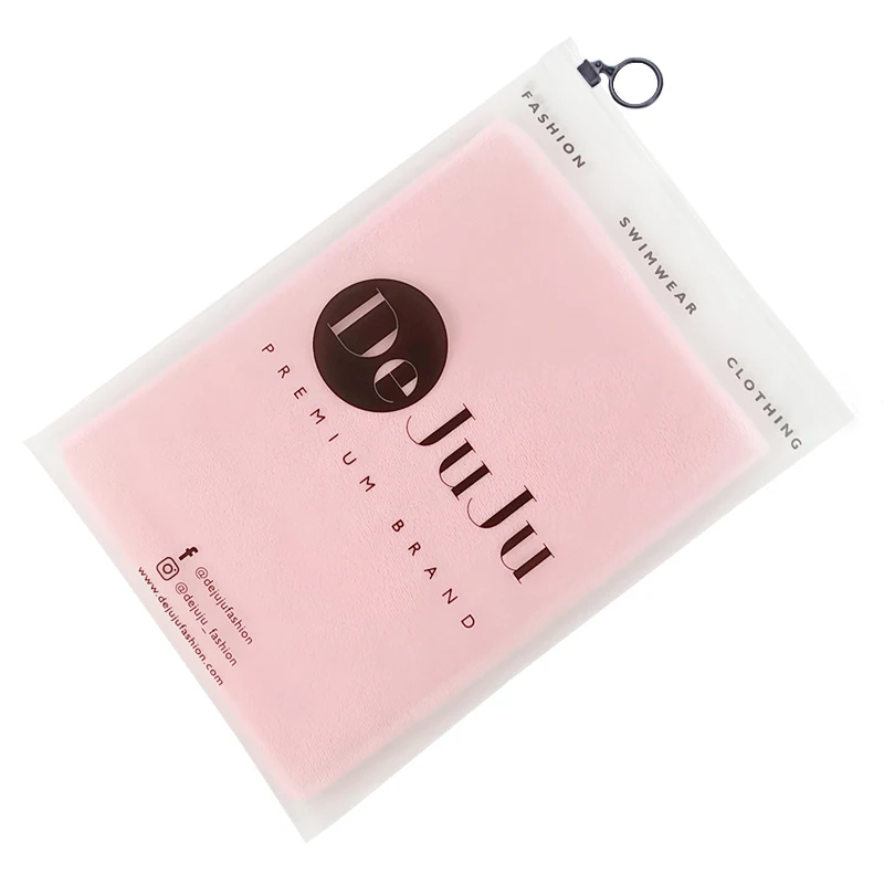 Custom Logo Matte Plastic Clothes Bags Garment Zipper Packing T-Shirt Clothing Packaging Frosted