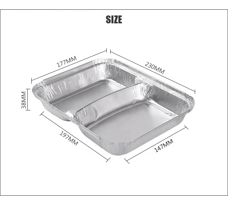 China Manufacturer 810ml 2 Compartment Aluminum Foil Tray/Container