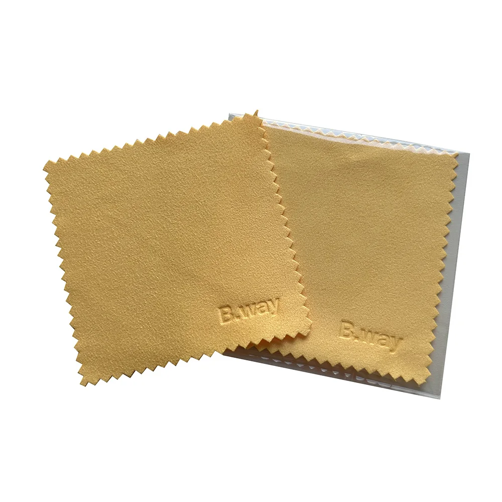Custom High Quality Microfiber Suede Silver Jewelry Polishing Cloth Embossed Logo Jewelry Care Cloth Premium Cleaning