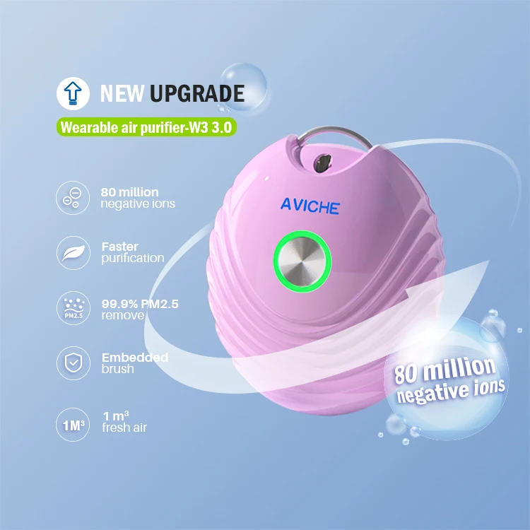 AVICHE 2022 Newest Small Negative Ion Generator Wearable Air Purifier for Personal Use