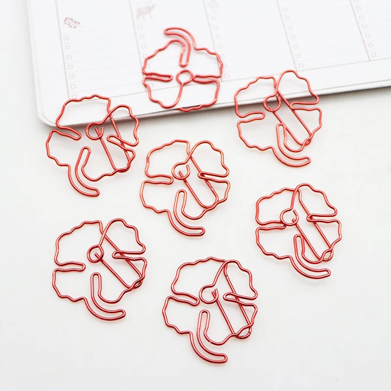 Funny cute Paper clips Bookmark planner clips shiny red color clover shape paper clips with clear box 10pcs
