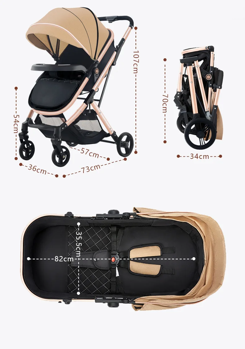 High Quality Baby Stroller Lightweight Convenience Stroller with Canopy Multifunction Two-Way Pushing Stroller 0-3 Years