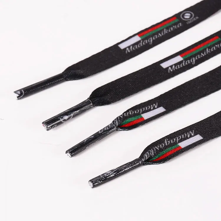 Custom Logo black white sublimation print shoe laces strap