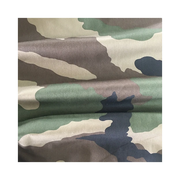New stock Jungle camouflage waterproof polyester cotton satin satin print fabric in stock