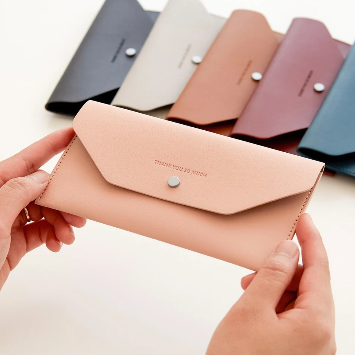Envelope Wallet PU Leather Reusable Cash Stuffing Wallet Small Money Wallet Holder for Women Men Students Office Bank Envelope