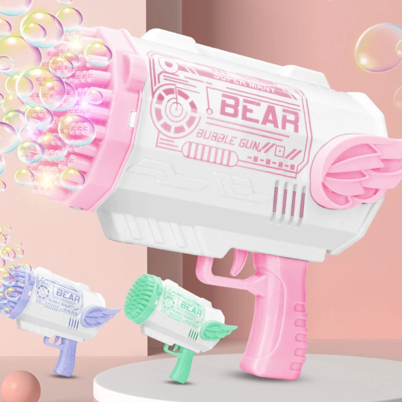 OEM Children Gifts Christmas Toys gun Outdoor Soap Bubble Machine Color LED Bazooka Bubble Gun