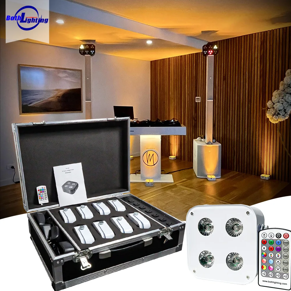 IR4 Mini uplights Cheap Portable 4*12w IR Remote+display wireless DMX battery LED up lighting IR/APP control for wedding dj