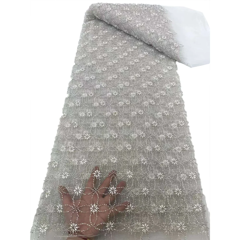 NI.AI Newest Beaded Lace Colorful Shiny Stones African Sequence Lace Good Quality African Lace For Women Wedding