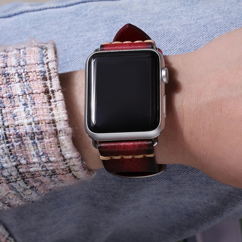  Сменный ремешок из натуральной кожи для apple watch Band с пользовательским